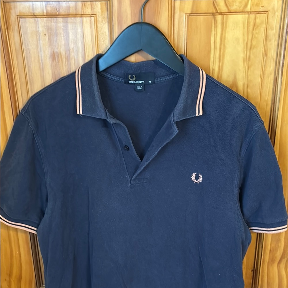 Fred Perry Blue Polo Shirt With Twin Tipping Sample Sale